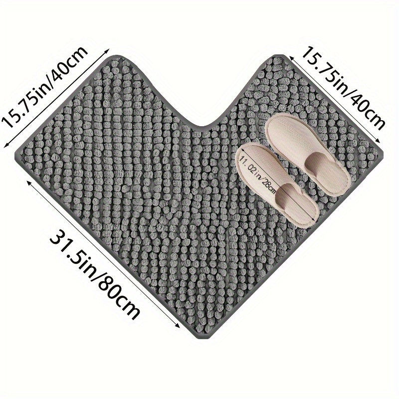 Soft L-Shaped Bathroom Mat with Grip
