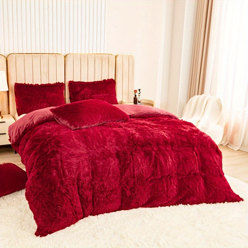 Cozy Soft Plush Duvet Cover Set with Zipper