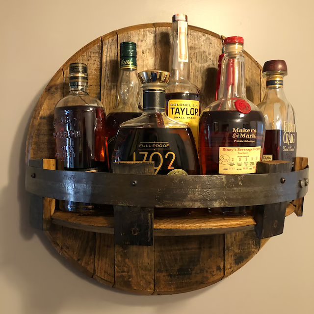 Whiskey Barrel Display Shelf