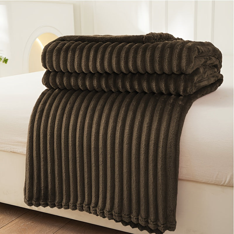 Cozy Textured Throw Blanket with Ribbed Design