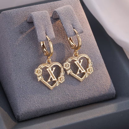 Delicate Monogram Heart Huggie Earrings