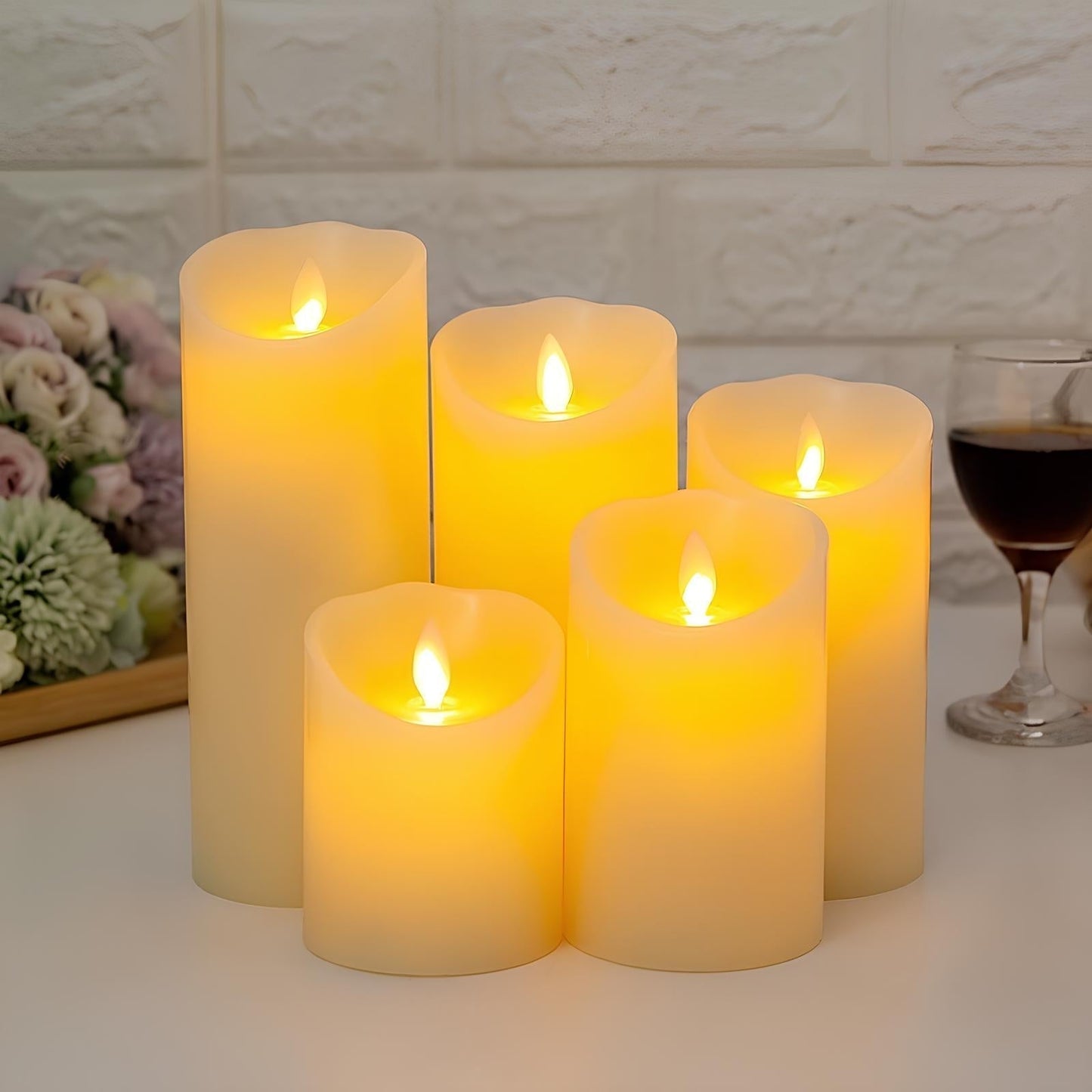 Warm White Flicker LED Candles with Realistic Wax Look