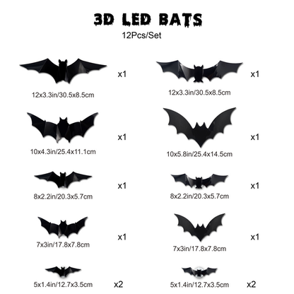 Spooky 3D Bat LED Wall Decoration