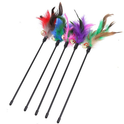 Colorful Feather Teaser Cat Toy Set