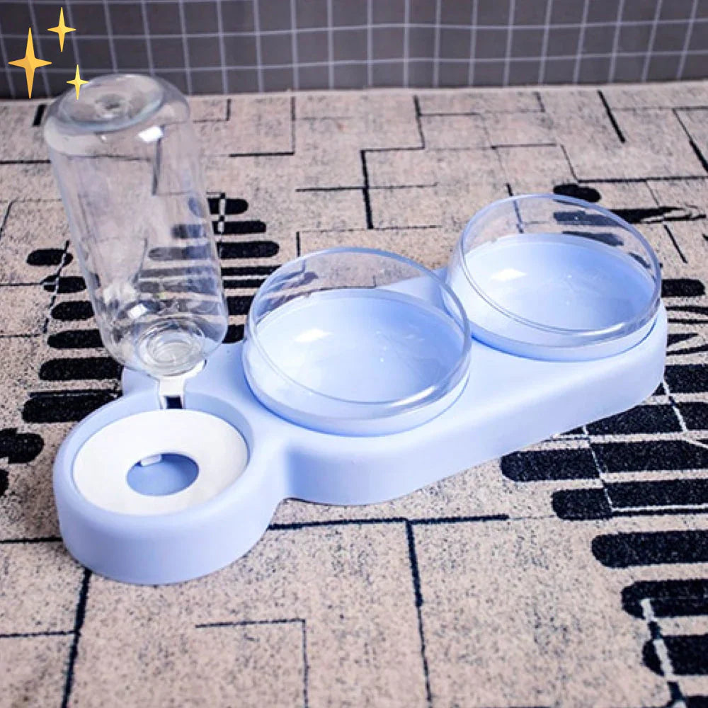 Easy Clean Double Pet Bowl with Automatic Water Dispenser