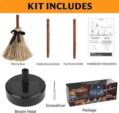 Spooky Floating Broom Decoration
