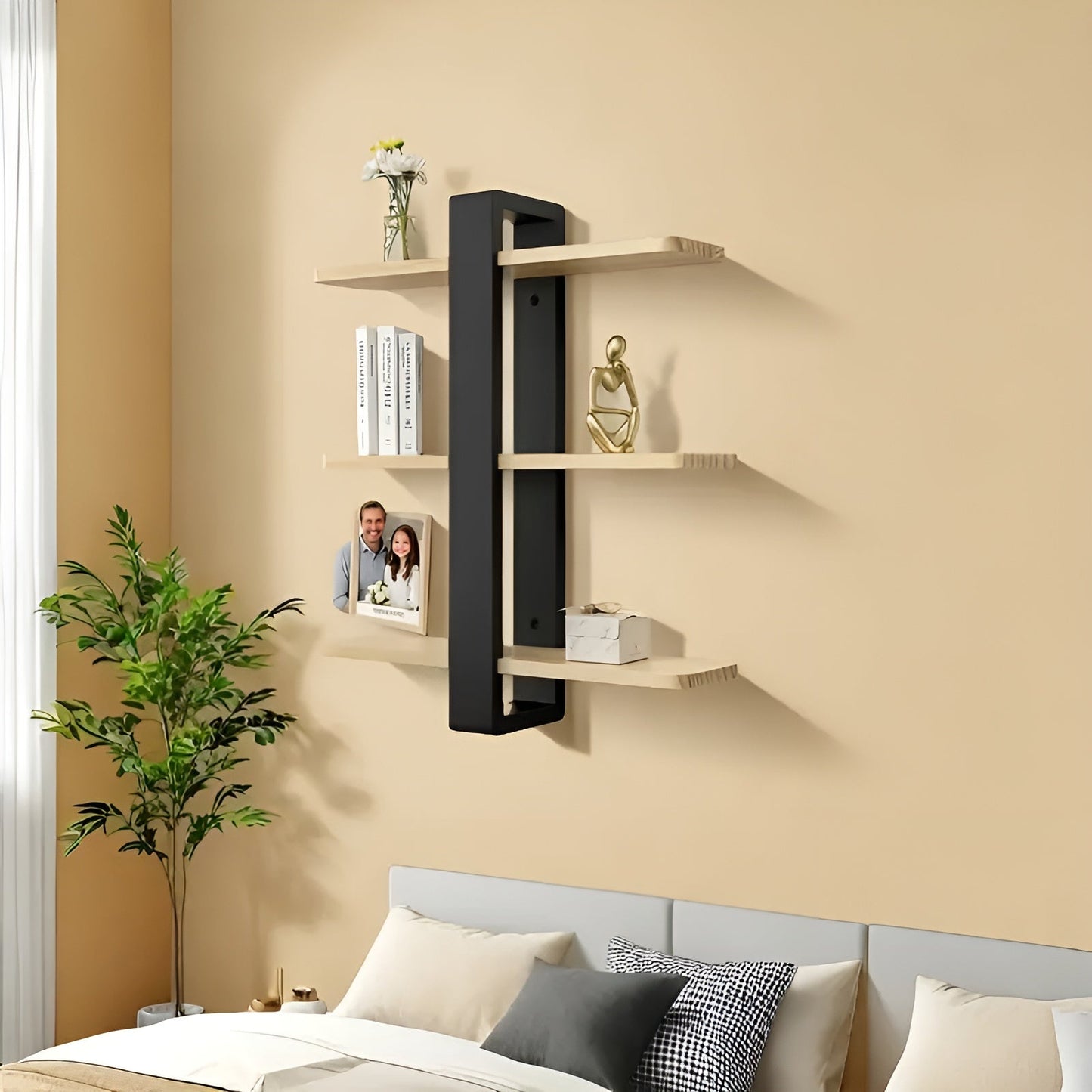 Rustic Wooden Wall Shelf 3 Tier Storage