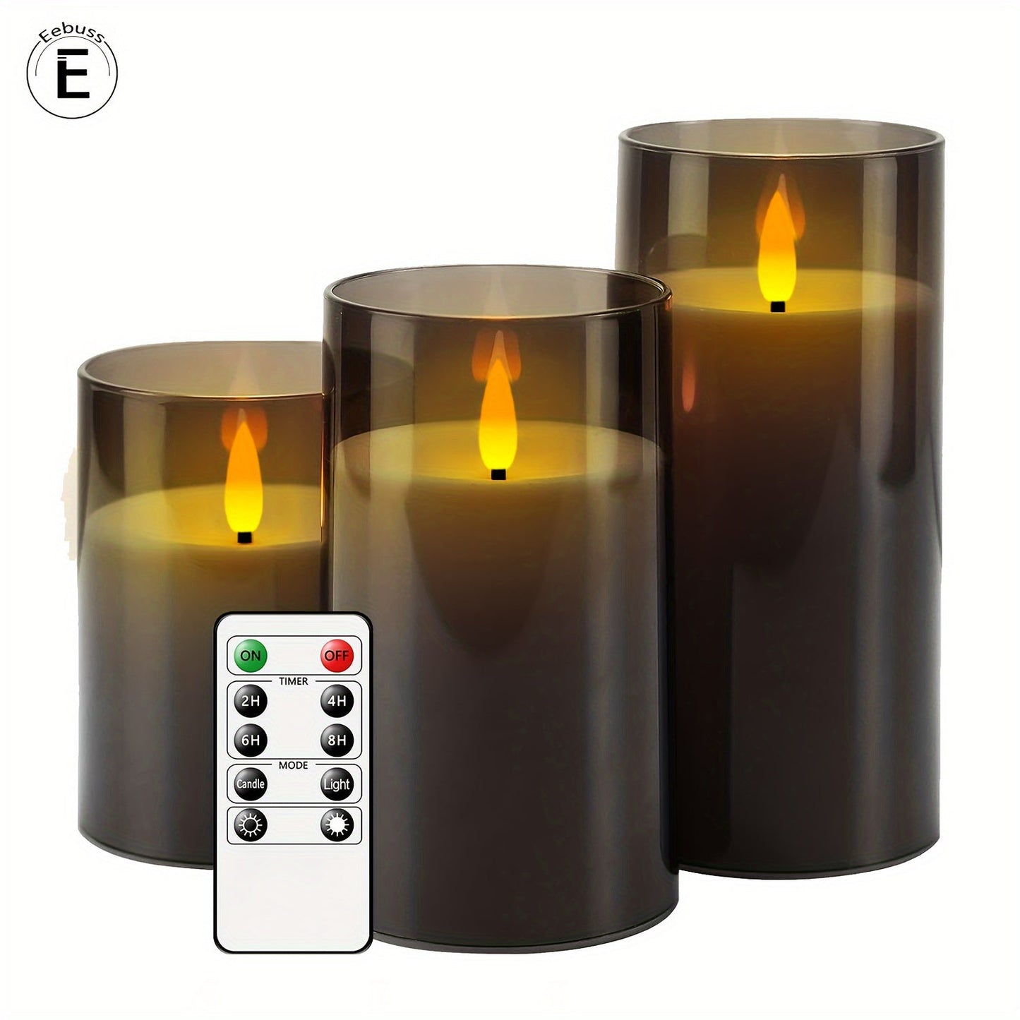 Warm Gray Flicker LED Candle with Timer