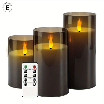 Warm Gray Flicker LED Candle with Timer
