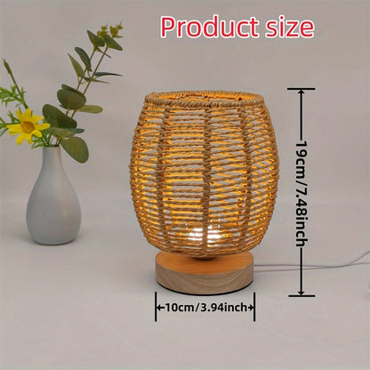 Rustic Wooden Table Lamp with Bright LED Light