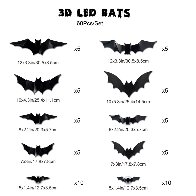 Spooky 3D Bat LED Wall Decoration