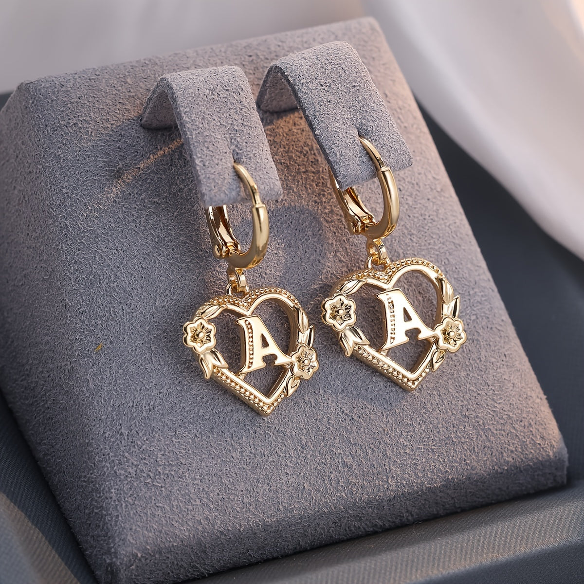 Delicate Monogram Heart Huggie Earrings - Befez
