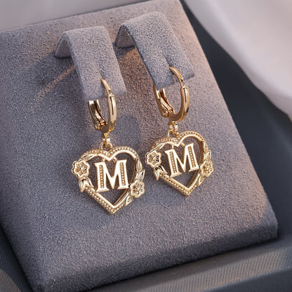 Delicate Monogram Heart Huggie Earrings
