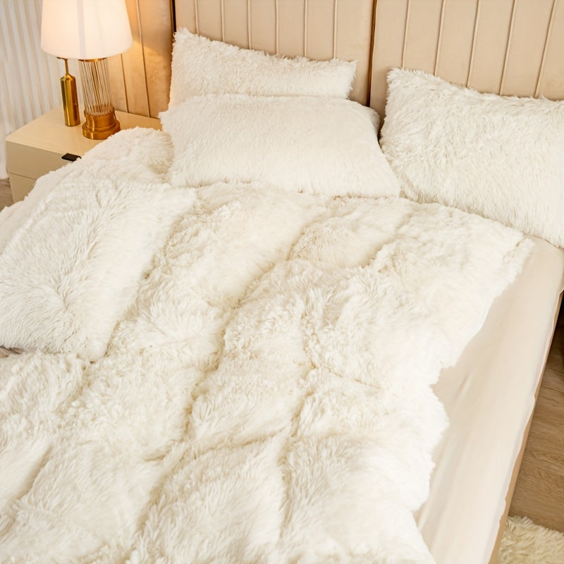 Cozy Soft Plush Duvet Cover Set with Zipper