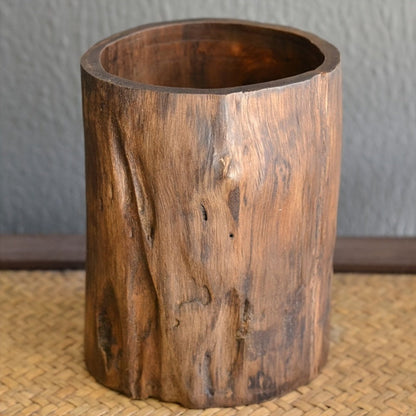 Rustic Wood Desk Pen Holder - Natural Home Office Decor