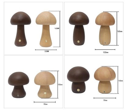 Warm Wooden Mushroom Table Lamp
