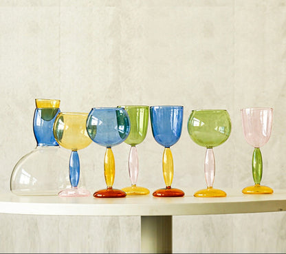 Colorful Glass Chalice and Carafe Set by Phillips