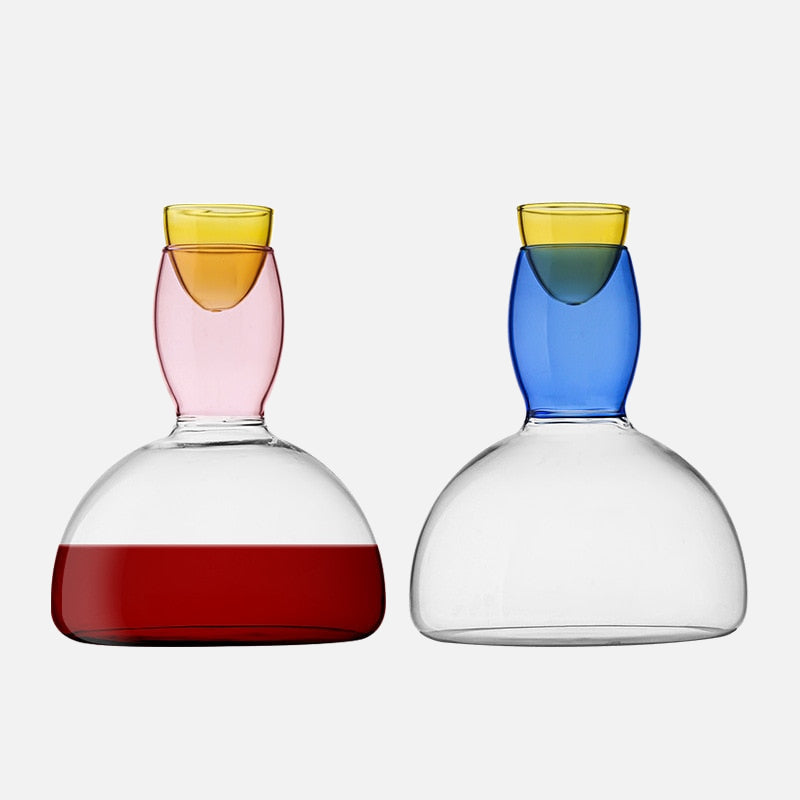 Colorful Glass Chalice and Carafe Set by Phillips