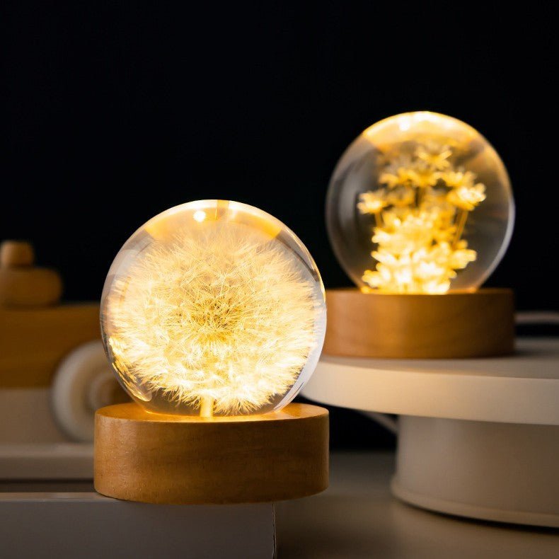 Beautiful Glass Ball Table Lamp with Floral Design