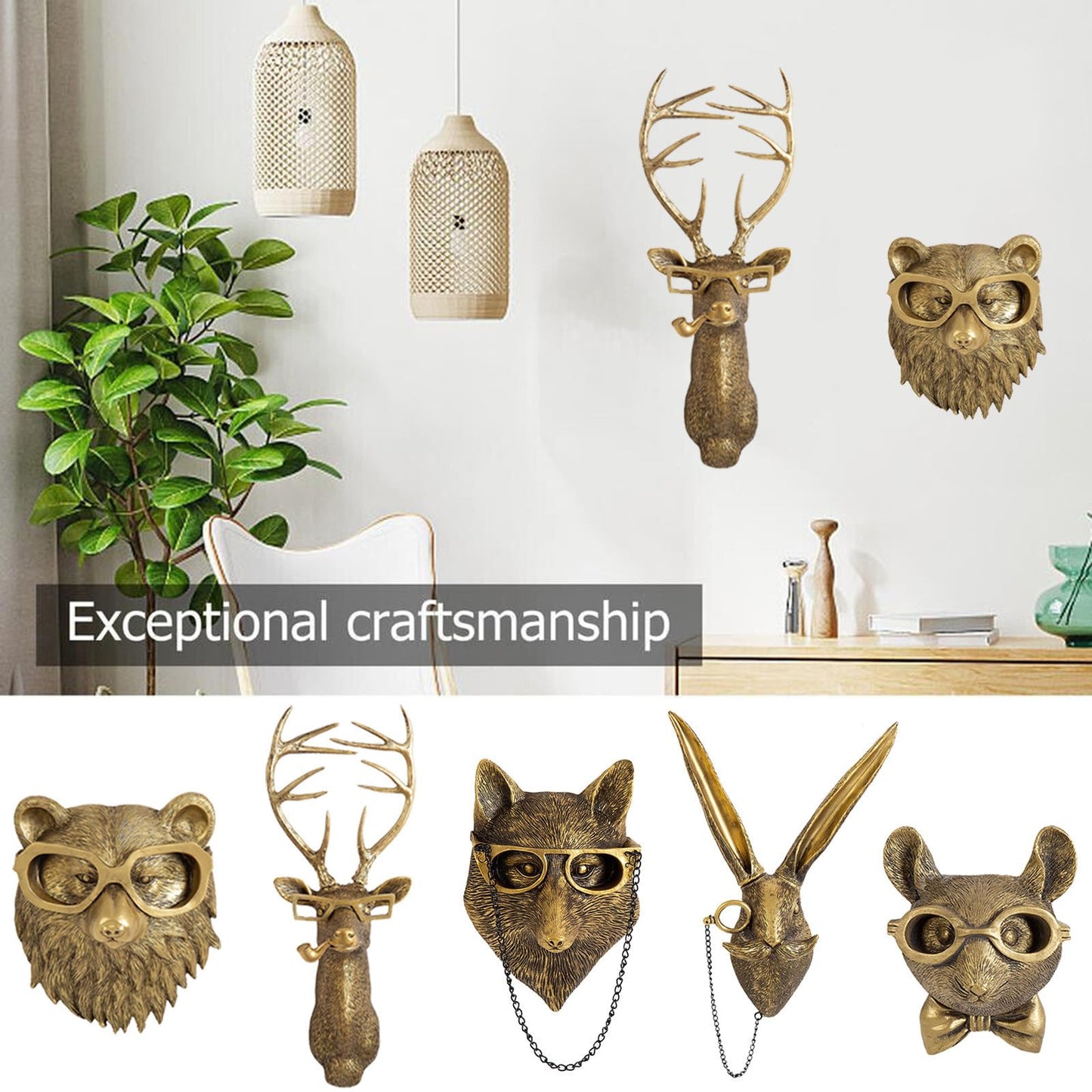 Stylish Wildlife Head Wall Decor