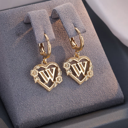 Delicate Monogram Heart Huggie Earrings