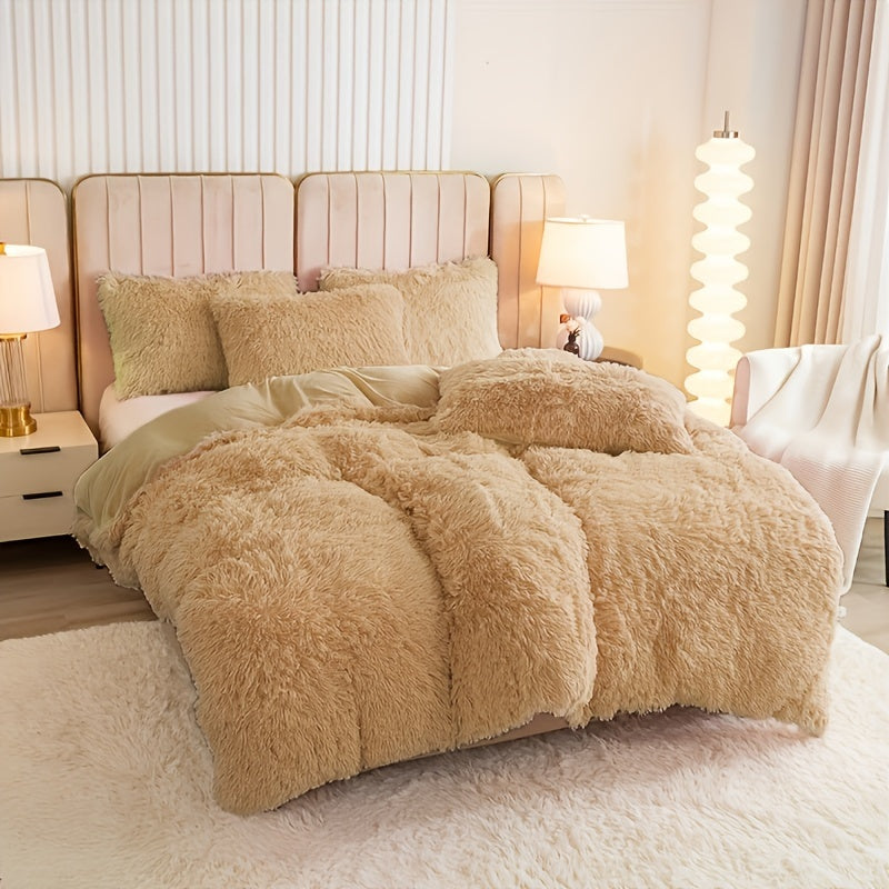 Cozy Soft Plush Duvet Cover Set with Zipper