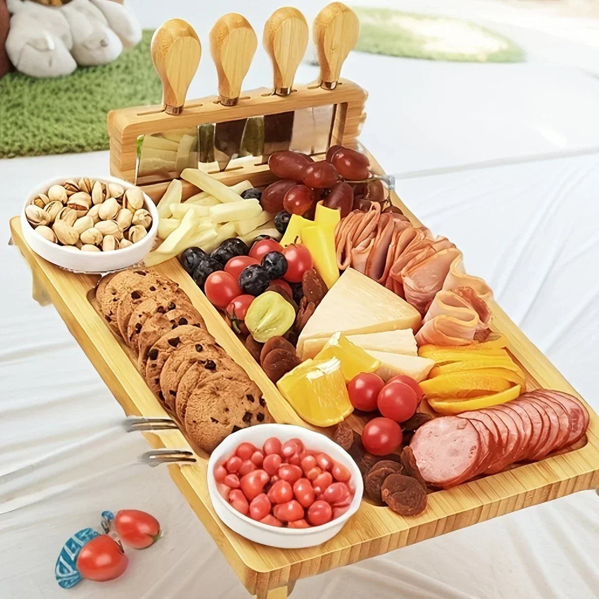 Wooden Cheese Board Set with Knife and Fork