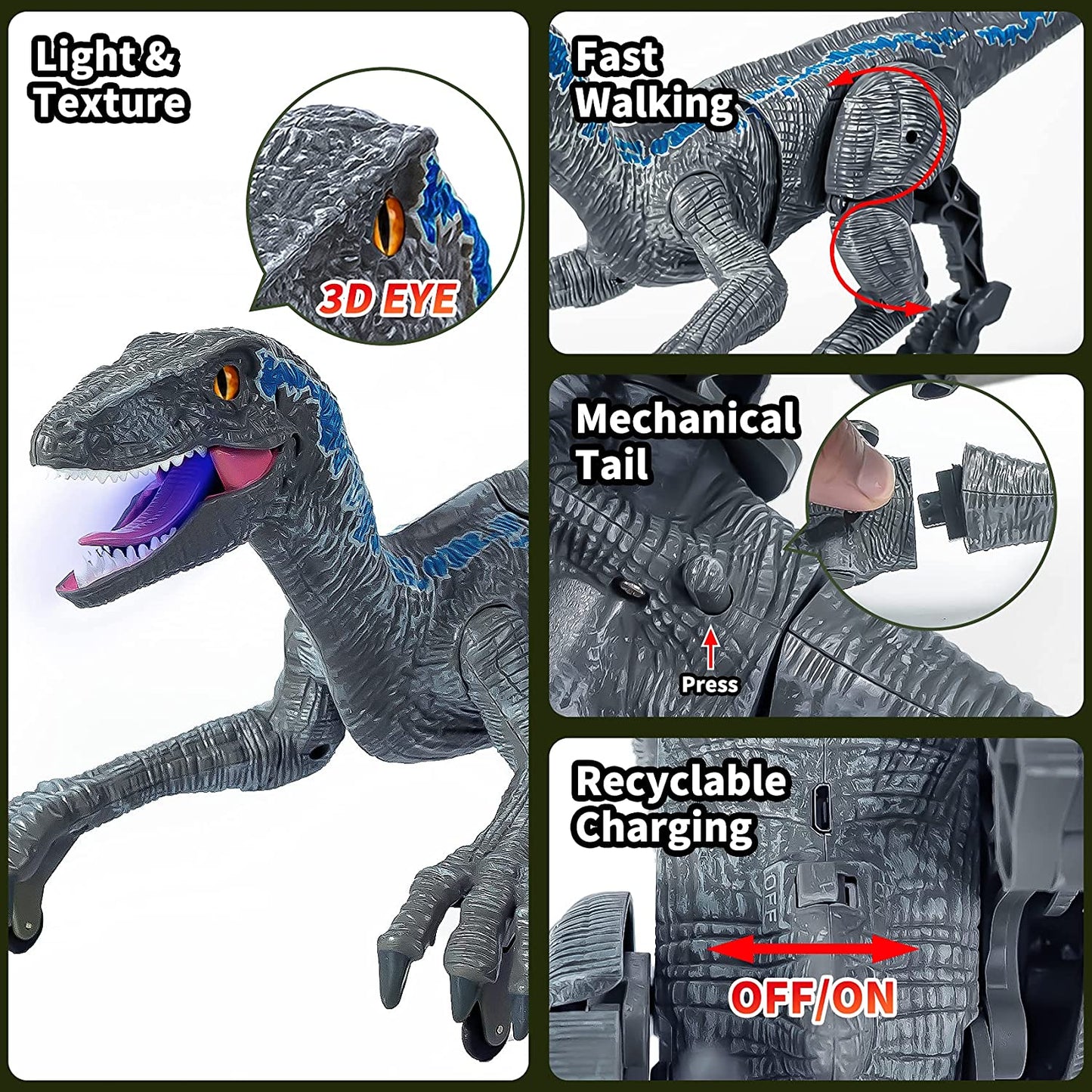 Remote Control Realistic Dinosaur Toy Velociraptor