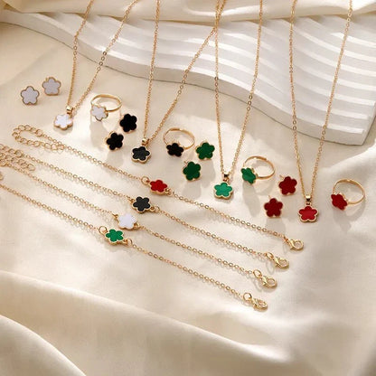 Delicate Flower Clover Jewelry Set for Women