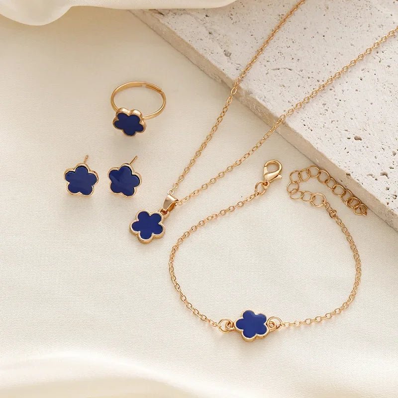 Delicate Flower Clover Jewelry Set for Women
