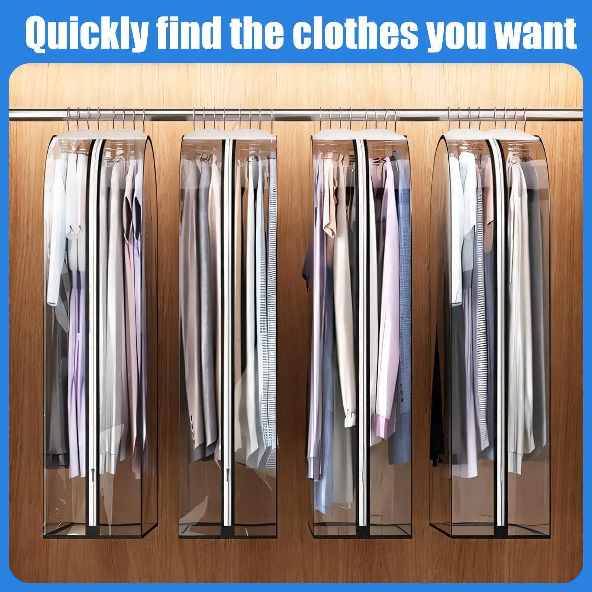 Clear Clothing Storage Bags with Easy Zipper - 3 Pack