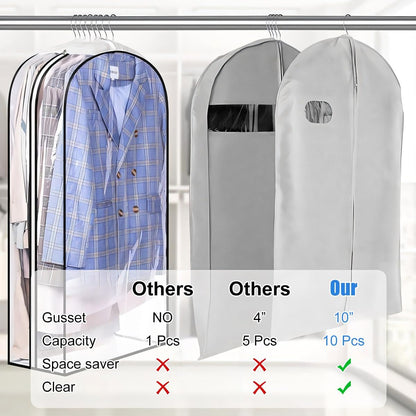 Clear Clothing Storage Bags with Easy Zipper - 3 Pack - Befez