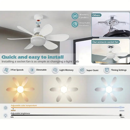 Compact 2-in-1 Ceiling Fan and Light with Remote