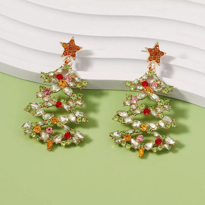 Sparkly Xmas Tree Stud Earrings with Glitter