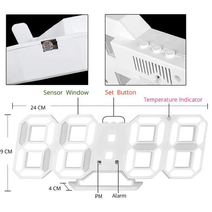Slim Digital LED Wall Clock with Dimmer Function