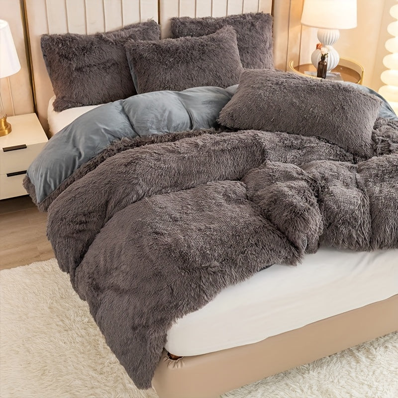 Cozy Soft Plush Duvet Cover Set with Zipper