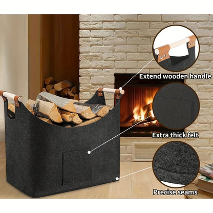 Feldura Collapsible Wood Storage Box with Handles, Gray