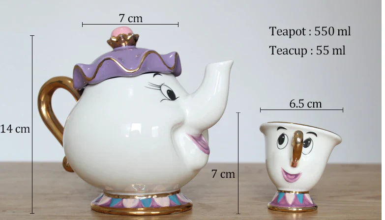 Cute Beauty and the Beast Porcelain Tea Set