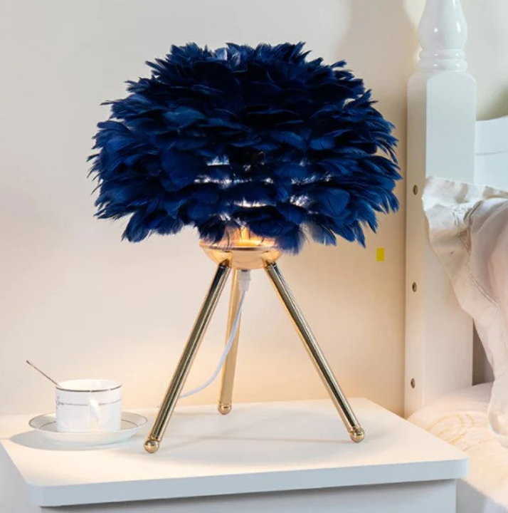 Soft Touch Dimmable Desk Lamp with Feather Shade