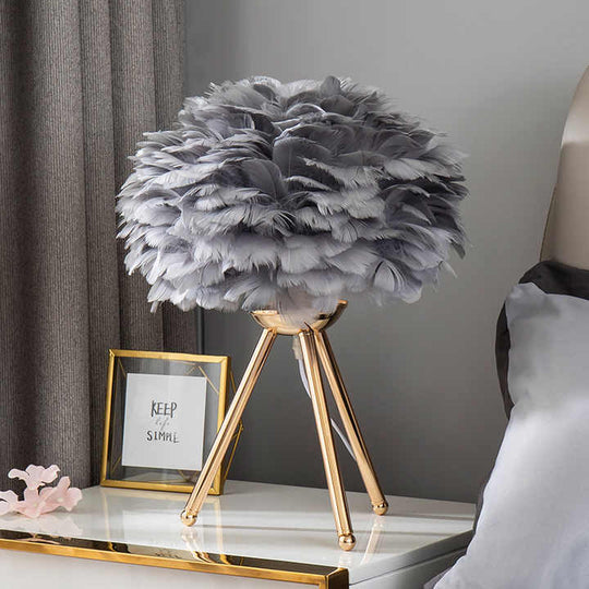 Soft Touch Dimmable Desk Lamp with Feather Shade - Befez