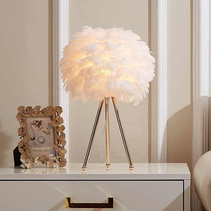 Soft Touch Dimmable Desk Lamp with Feather Shade