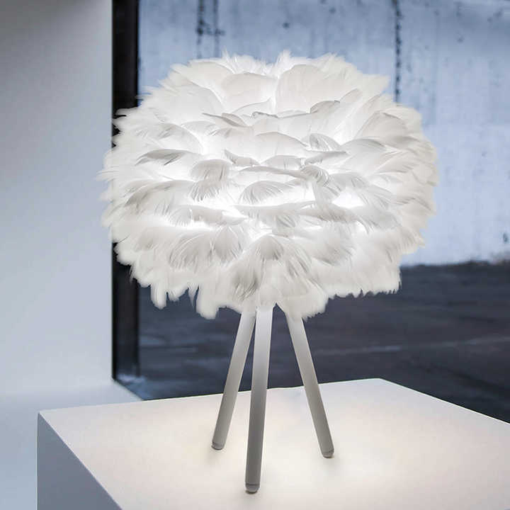 Soft Touch Dimmable Desk Lamp with Feather Shade