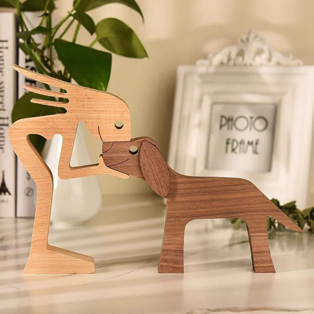 Unique Wooden Pet Figurine Decor