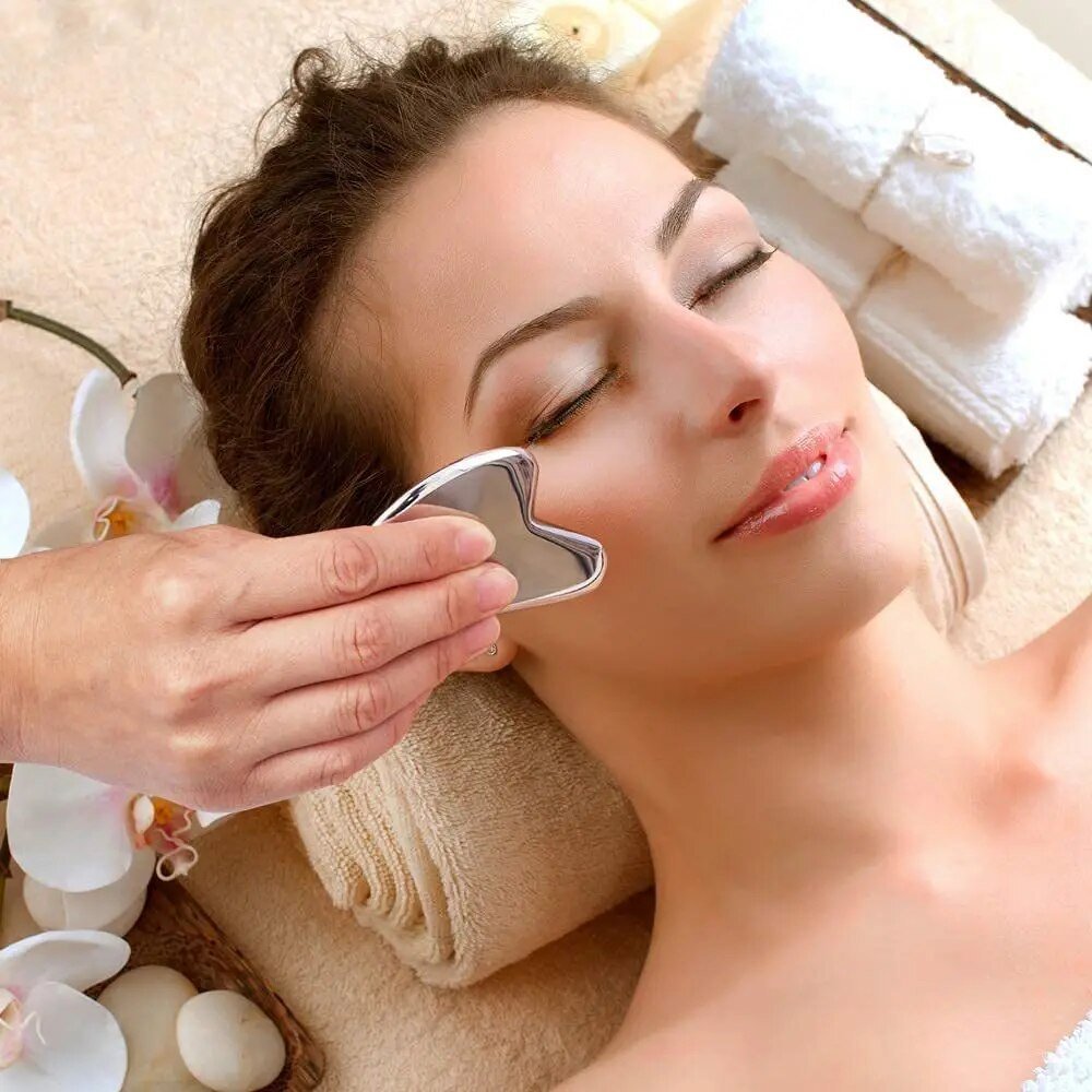 Relaxing Face Roller Stainless Steel Gua Sha Tool
