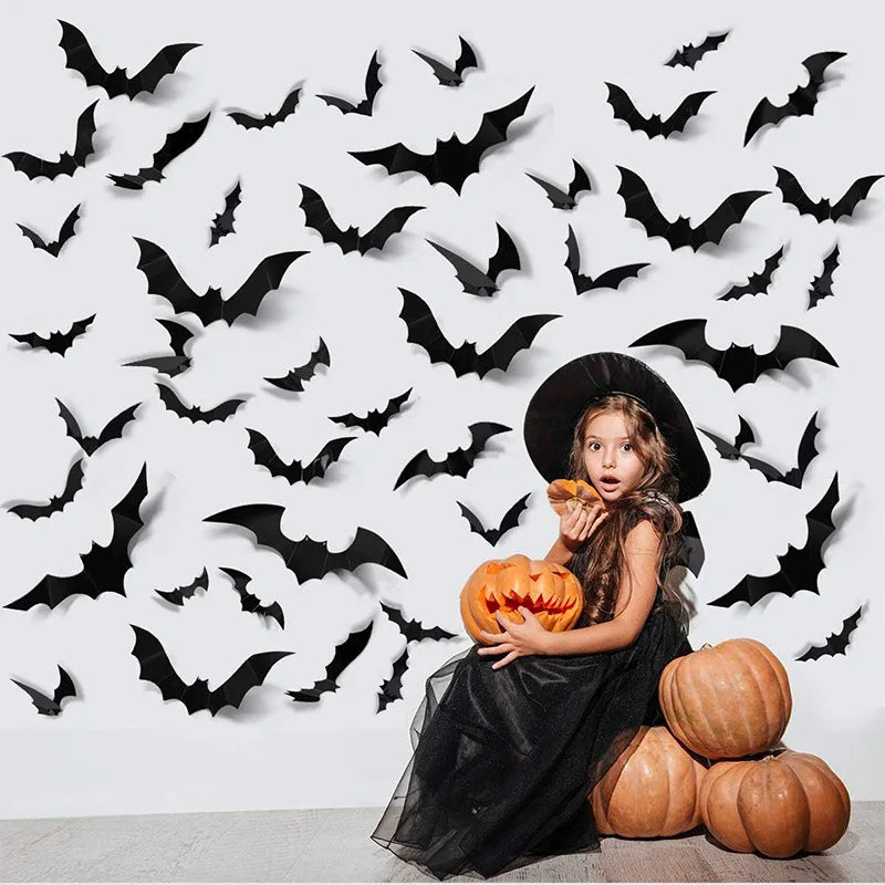 Spooky Wall Decals - Halloween Home Decor Stickers (120 Pack)
