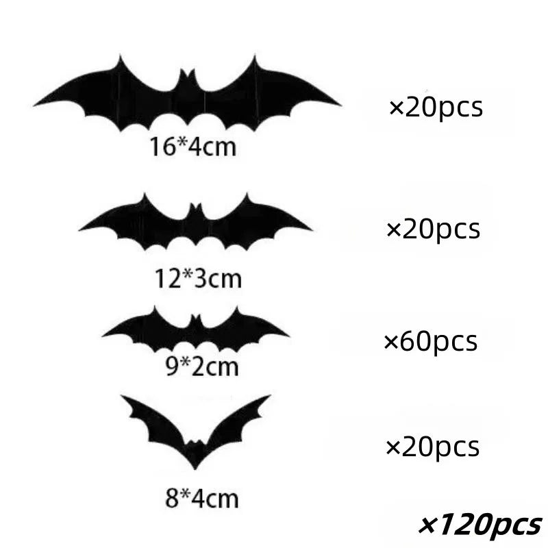 Spooky Wall Decals - Halloween Home Decor Stickers (120 Pack)