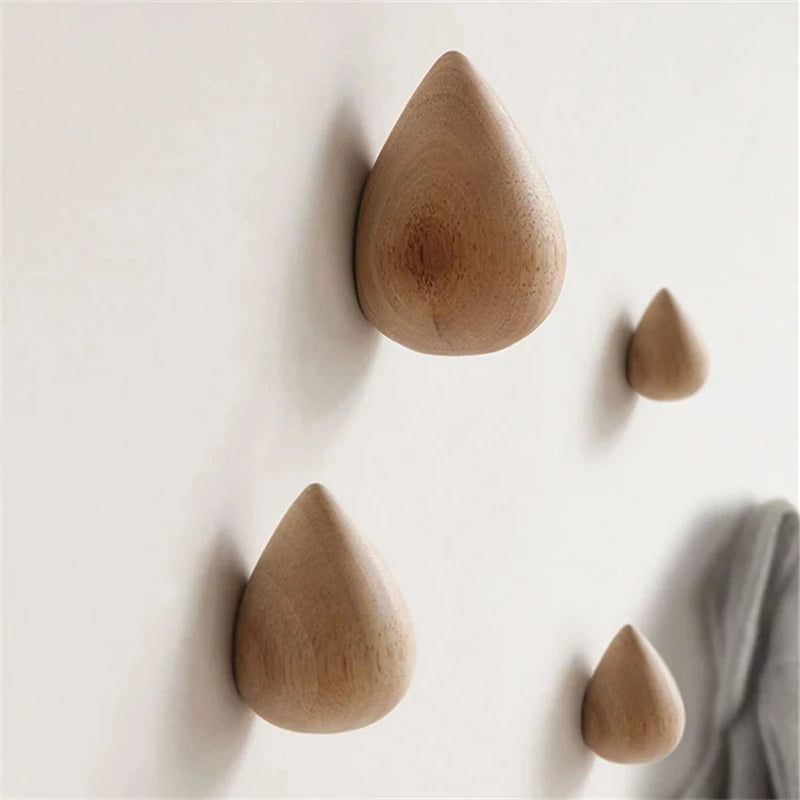 Natural Wooden Raindrop Wall Hook Rack - Befez