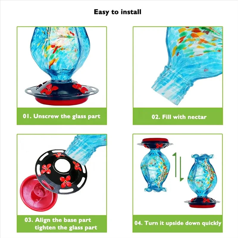 Colorful Glass Bird Feeder Pendant