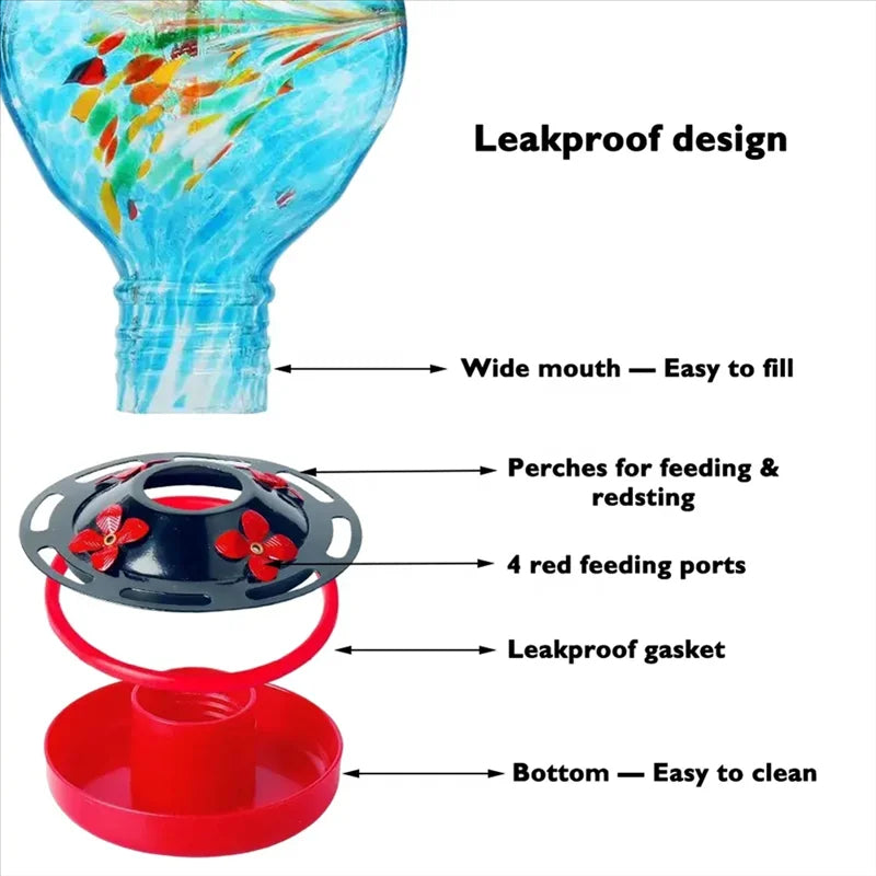 Colorful Glass Bird Feeder Pendant