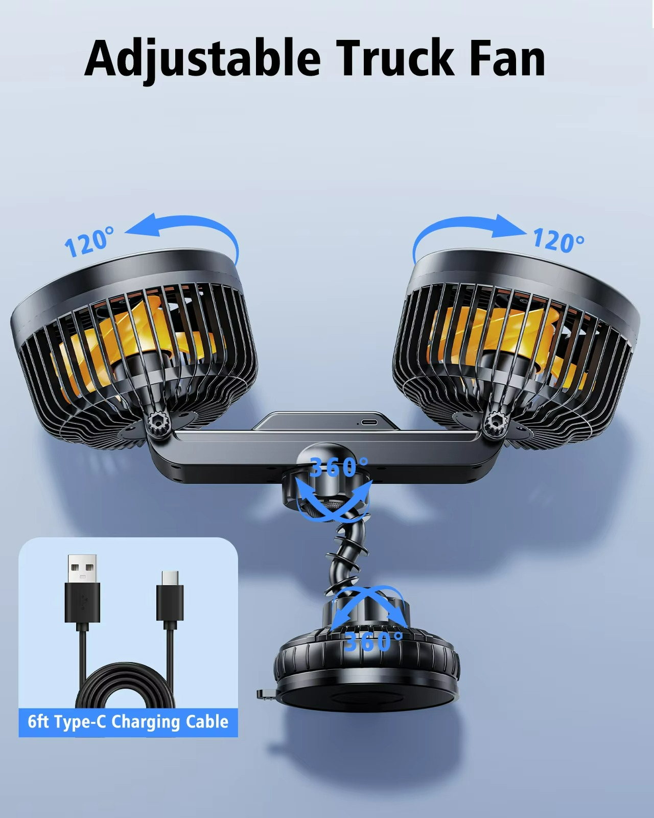Portable Car Air Cooler Fan with Rechargeable Battery